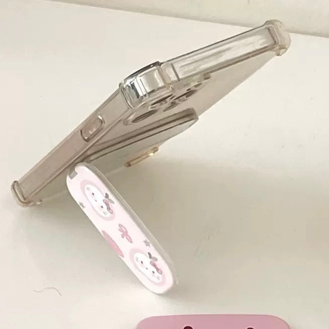 Cute Pink Sticker Mirror Stand For Phone Case