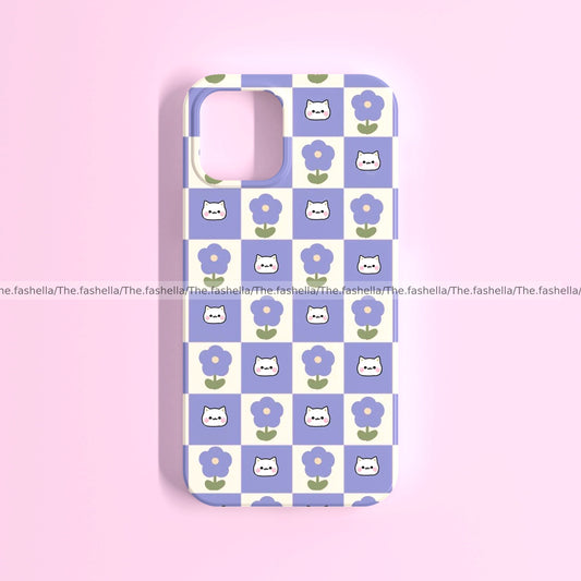 Aesthetic lavender flower and cat case