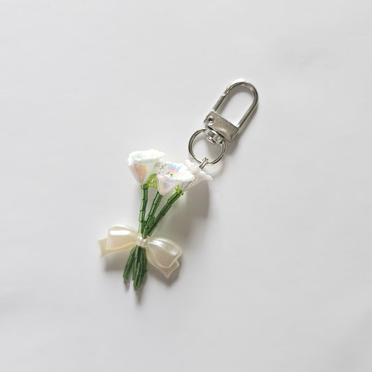 Mini White Handmade bouquet Phone Charm