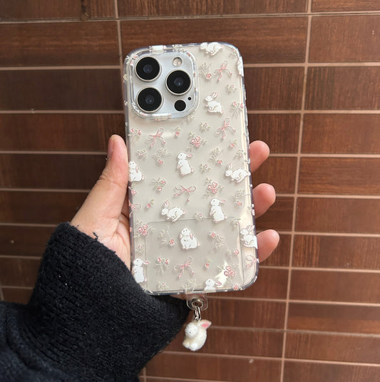 Milk Tea Bunny Case With Hanging Bunny