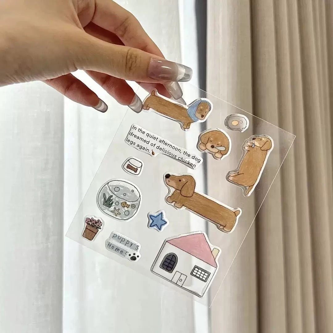 Cute Dog 3D Stickers Clear Phone Case