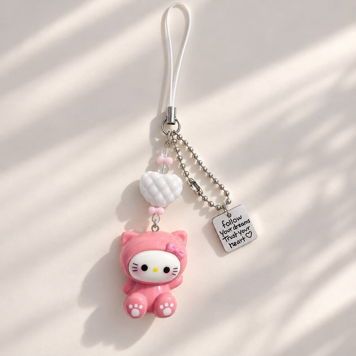 Cotton Pearl Kitty Dreamer Phone Charm