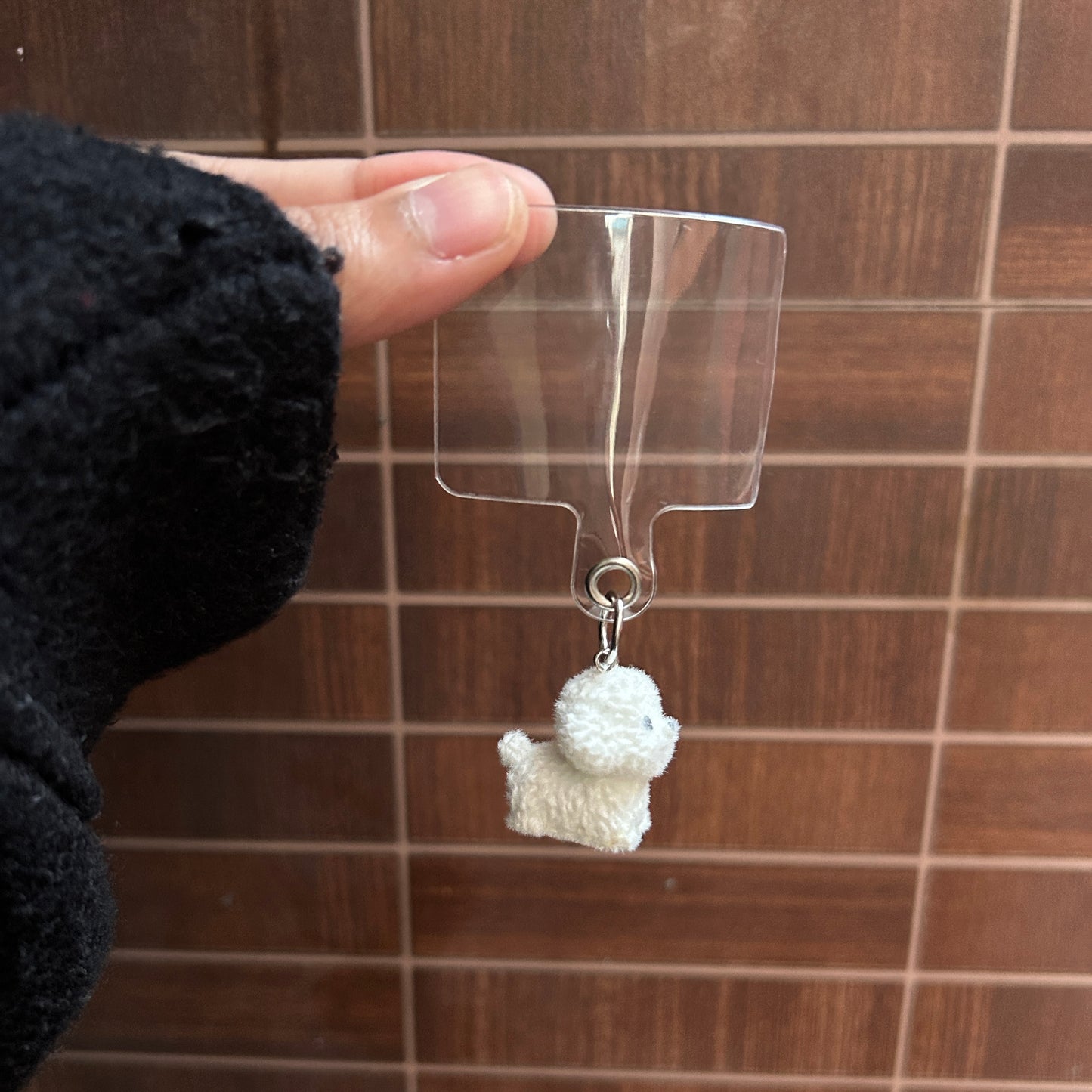 Kawai Dog Hanging Phone Charm With Transparent Holder