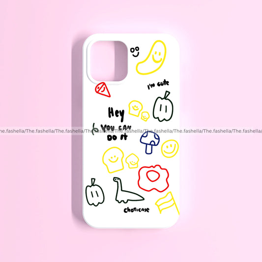 Aesthetic multicolour doodle case