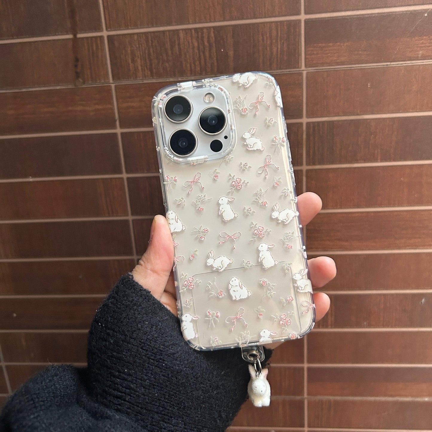 Milk Tea Bunny Case With Hanging Bunny