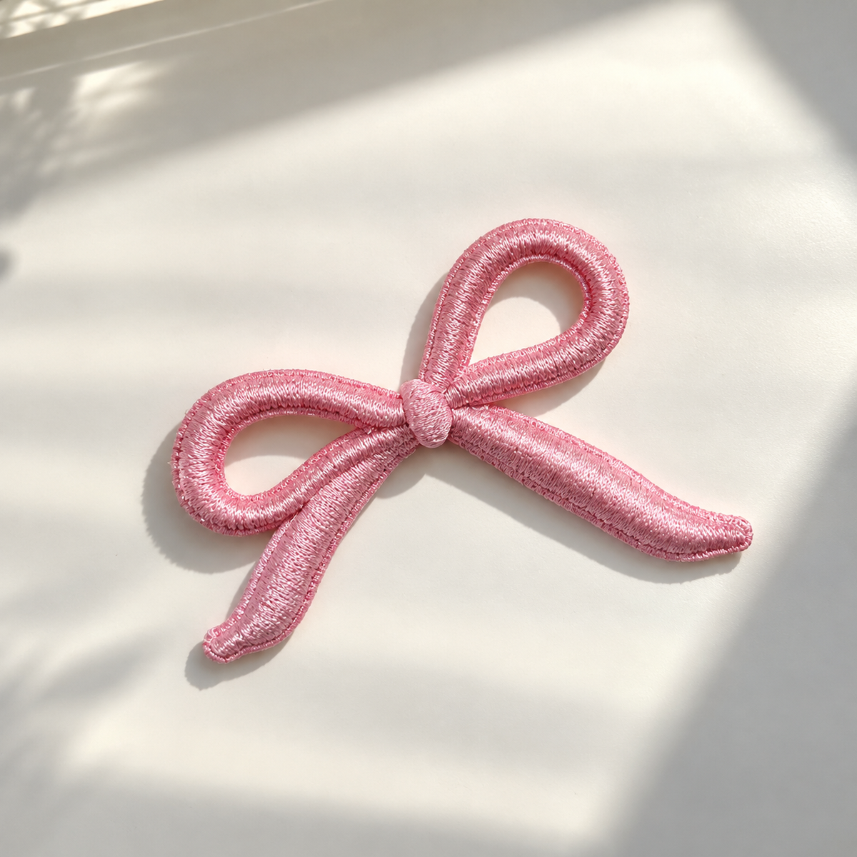 Pink Embroidered Bow Sticker For Phone Case