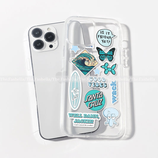 Aesthetic blue sticker case