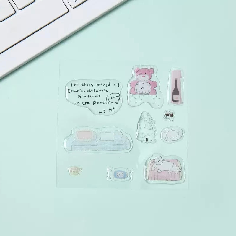 Cute Pink Teddy 3D Stickers Clear Phone Case