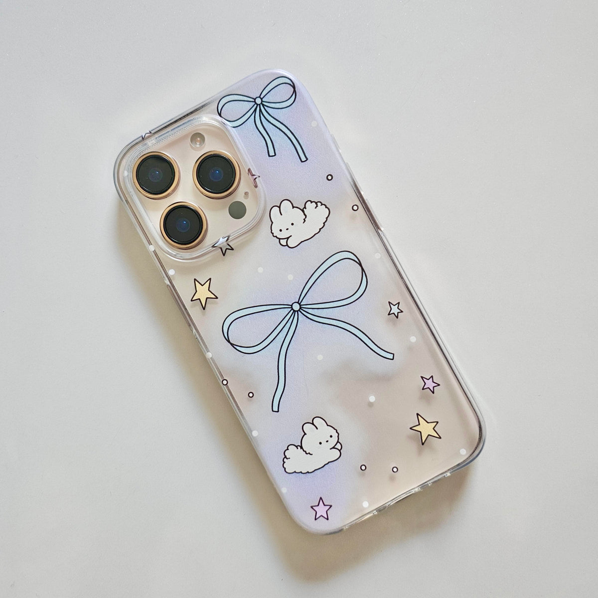 Blue Little Bow Above the Clouds Clear Phone Case