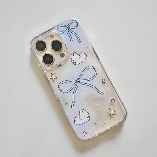 Blue Little Bow Above the Clouds Clear Phone Case