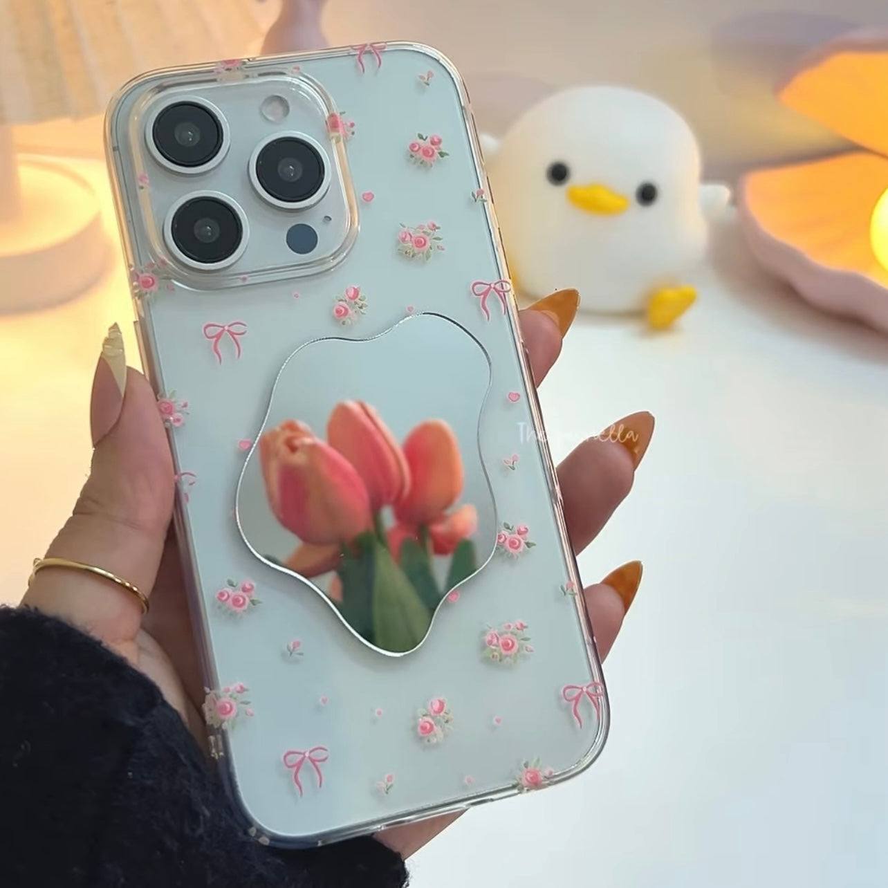 Blush Rosette Peel And Stick Mirror Phone Case