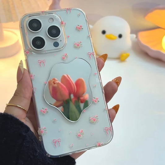 Blush Rosette Peel And Stick Mirror Phone Case