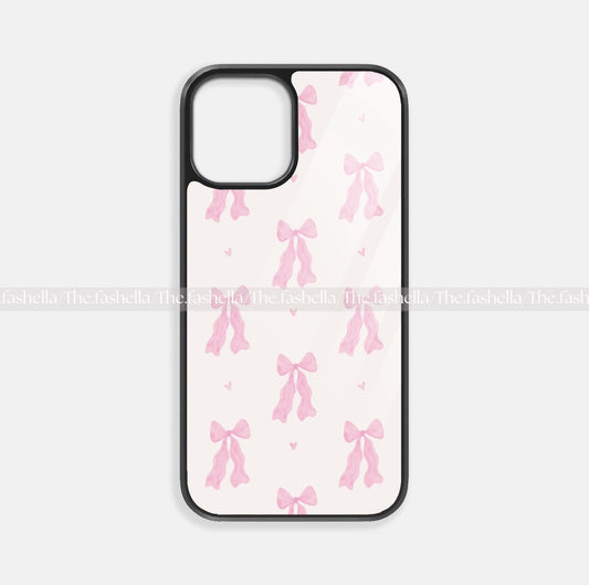 Pink pretty Aesthetic bow glass case