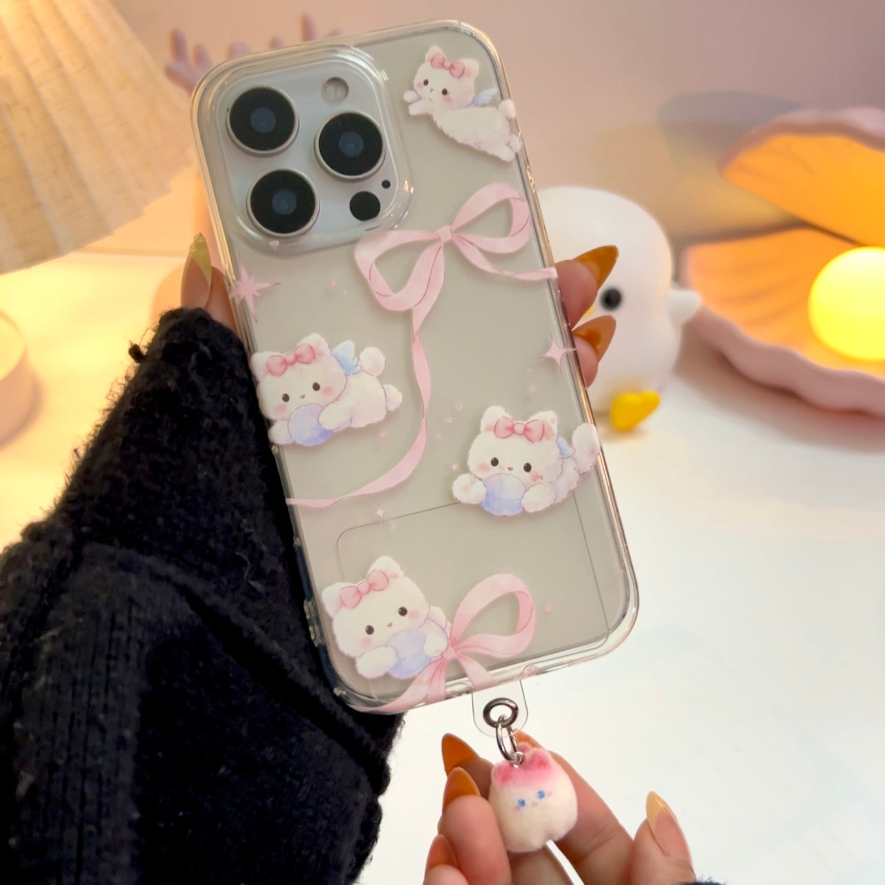 Blush Bunny Cute Furr Charm Case