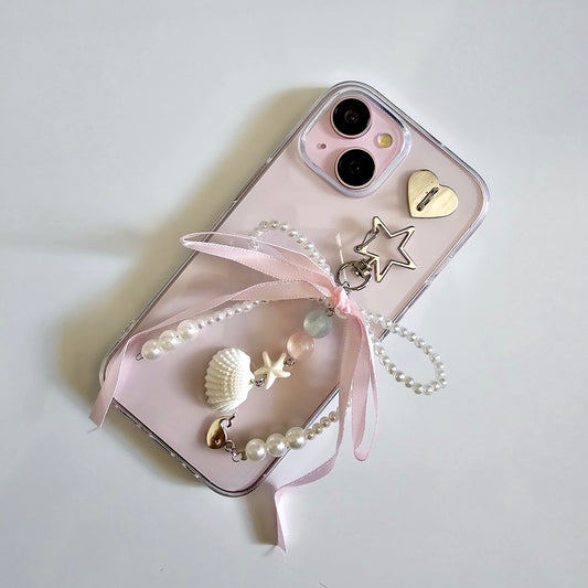 Pearl Cove Bow Charm Phone Case With Hanging Bow Charm
