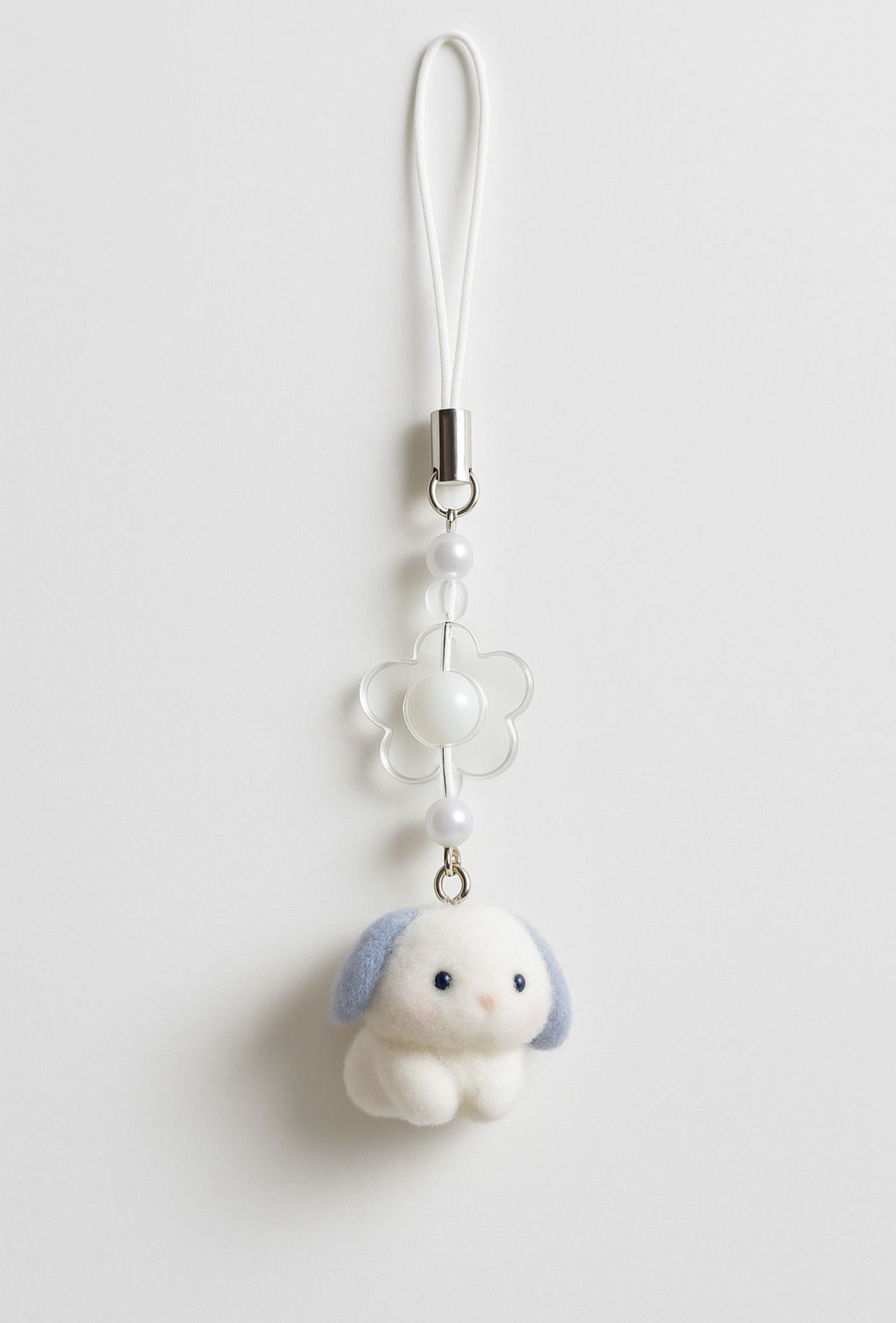 Frosty Cuddle cute bunny phone charm