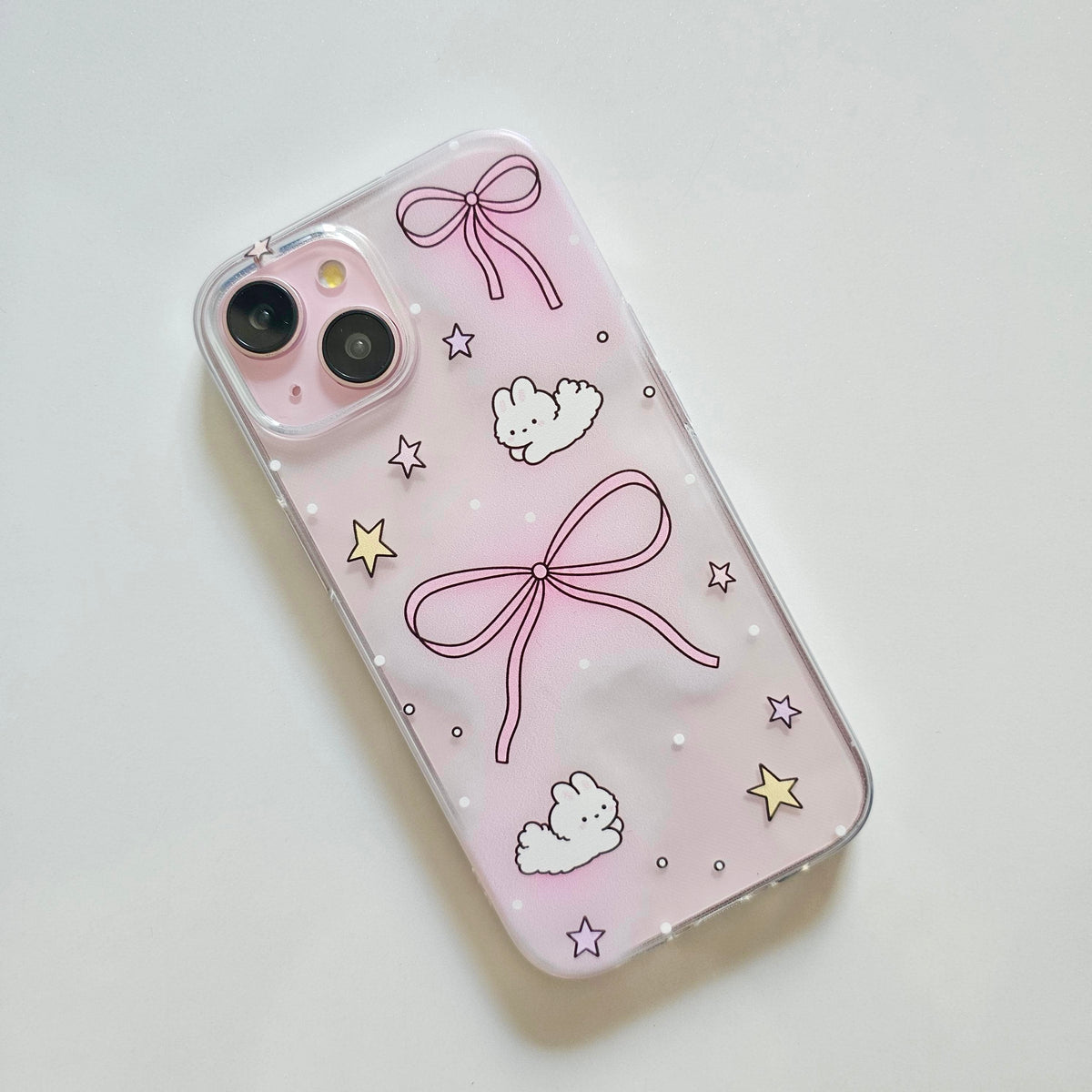 Pink Little Bow Above the Clouds Clear Phone Case