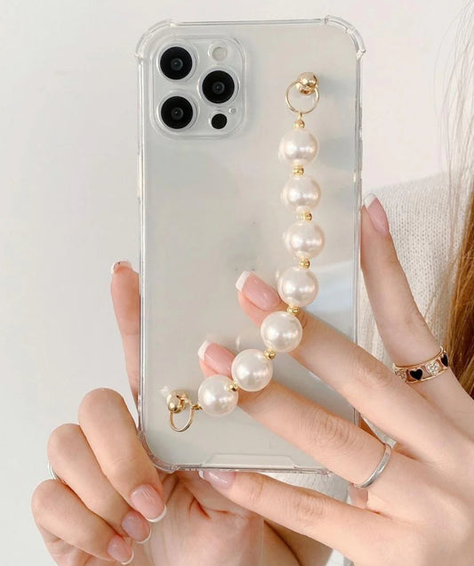 Clear case with pearl chain