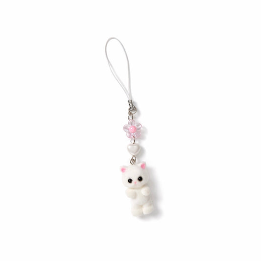 White Furr Cat Aesthetic Phone Charm