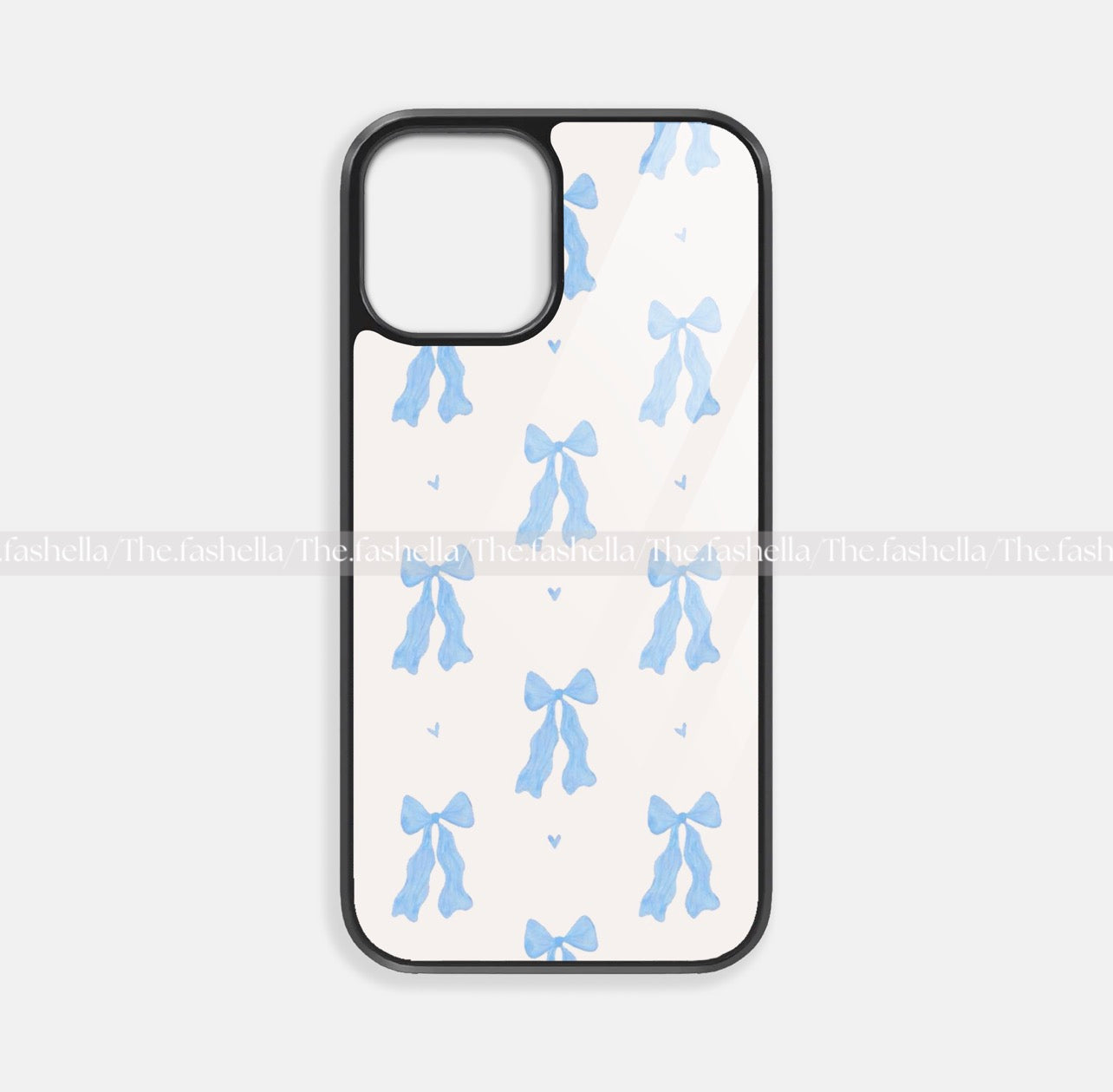 Aesthetic Blue Bows And hearts Glossy Phone Cover
