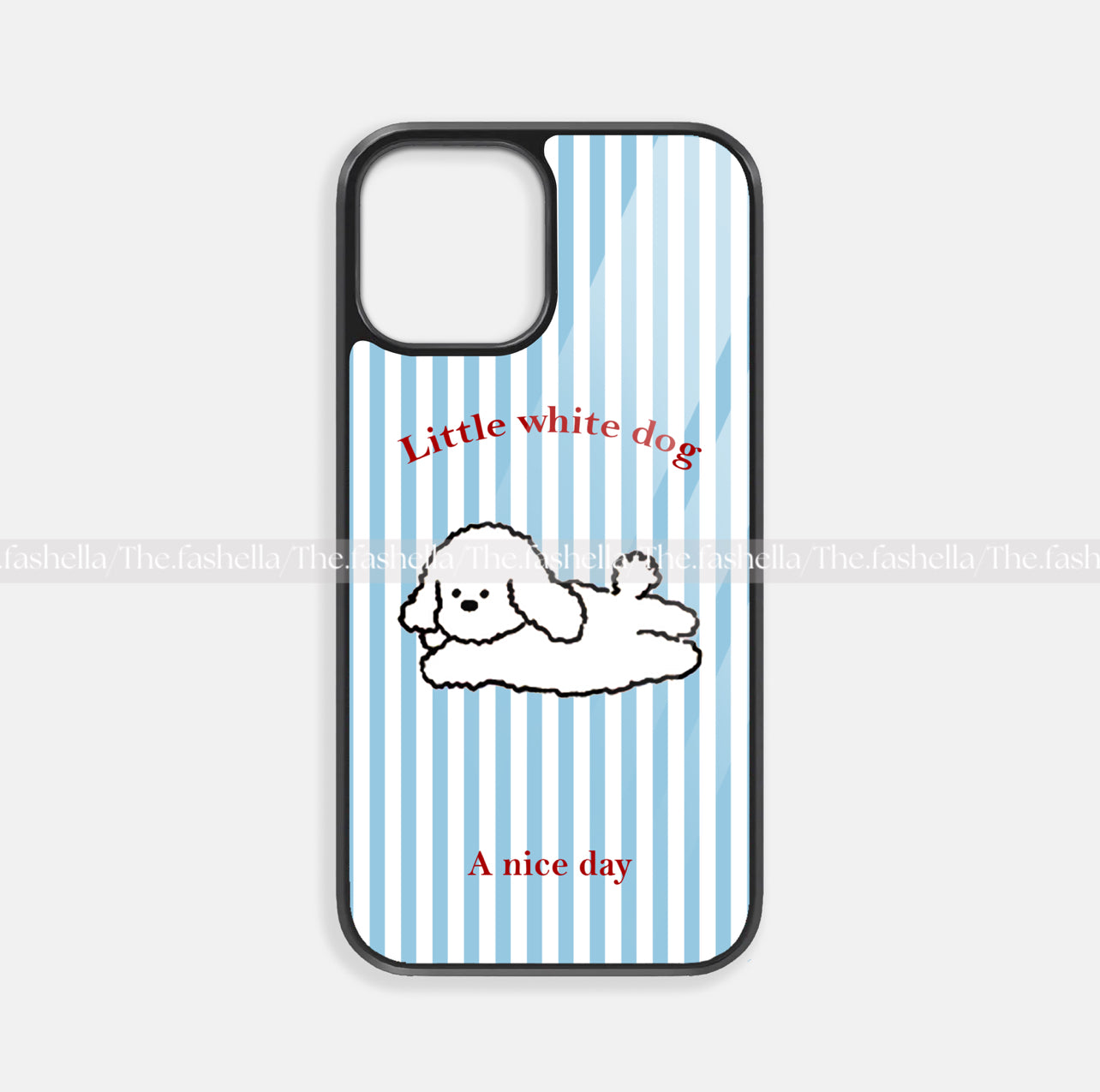 Little white dog blue aesthetic premium glossy phone case