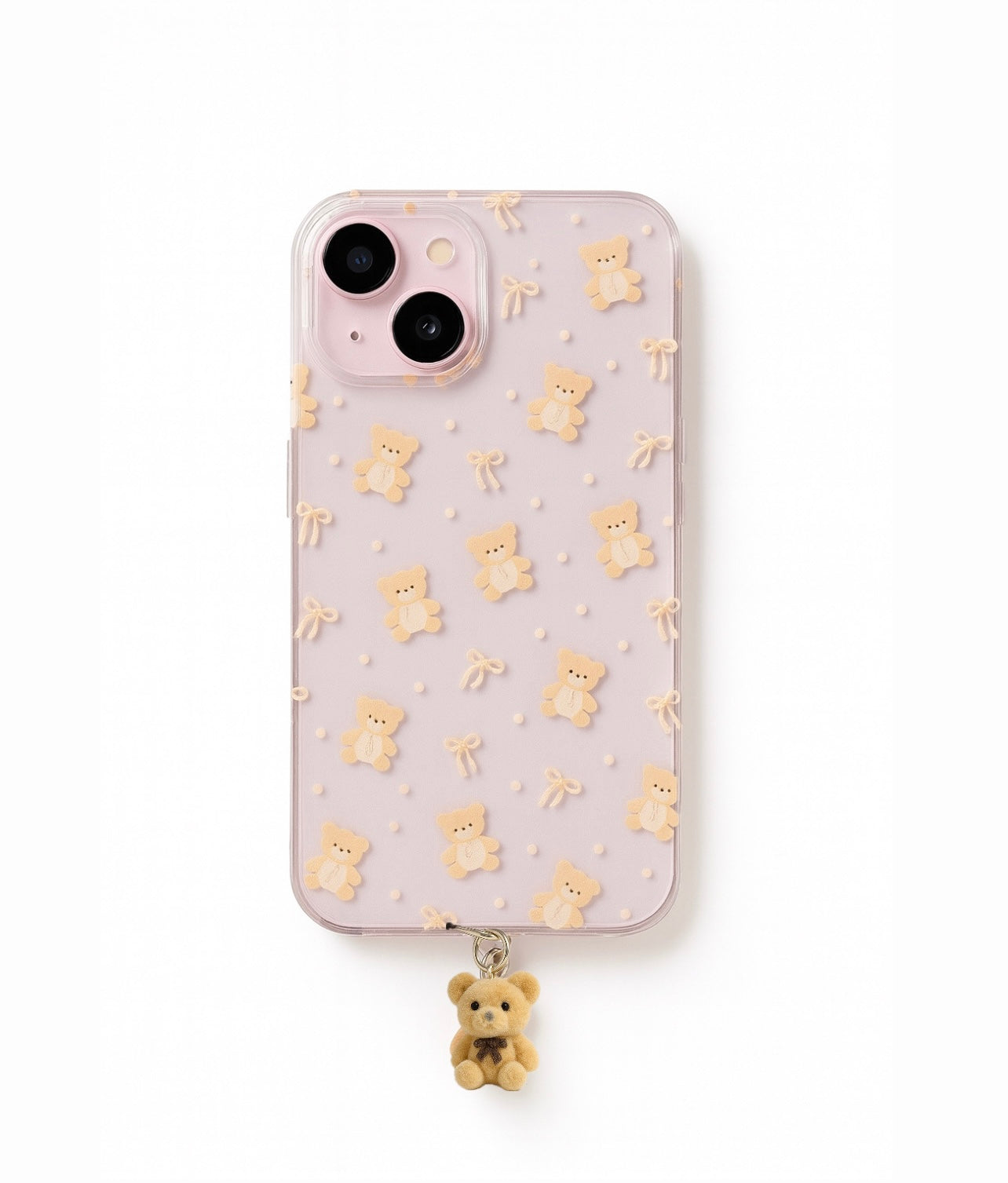 Pretty teddy brown bow case with hanging teddy