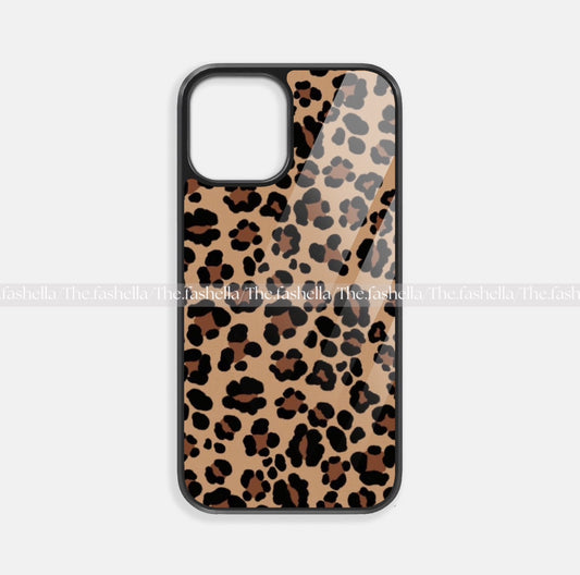 Aesthetic cheetah brown glass case