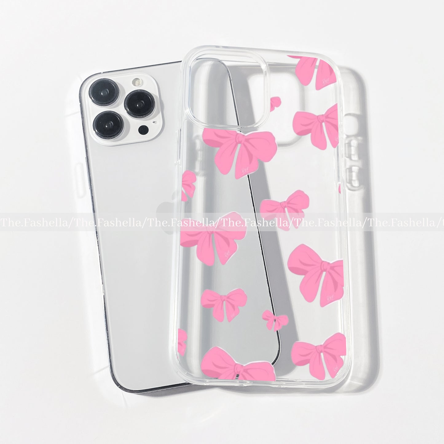 Aesthetic pink bow cute clear case