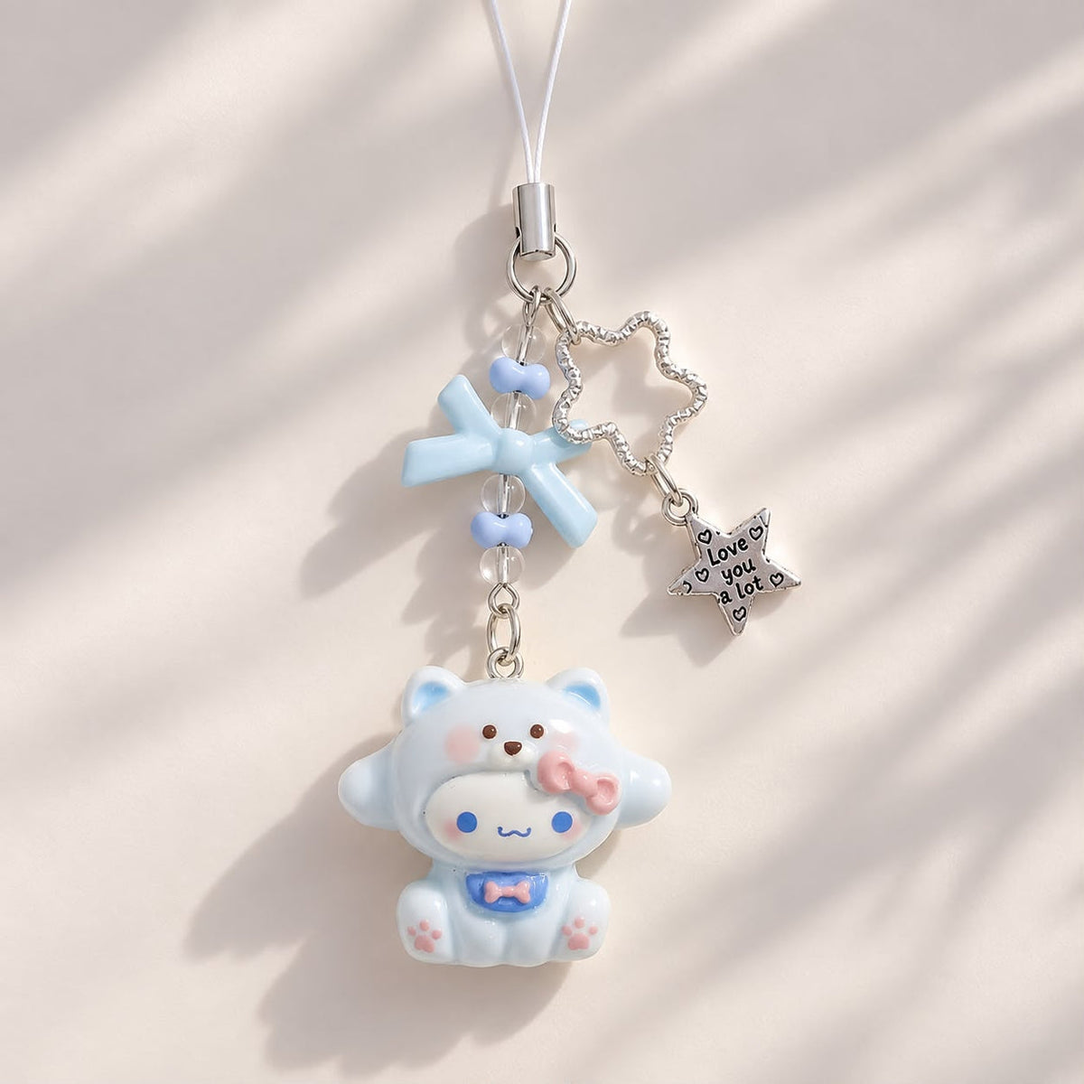 Blueberry Bow Bear Phone Charm