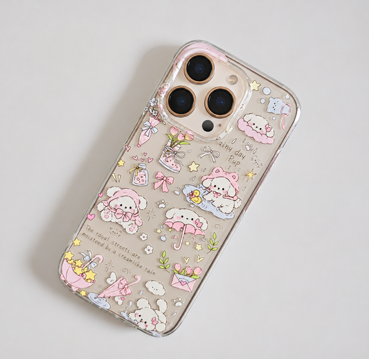 Rainy Day Puppy Tales Clear Phone Case