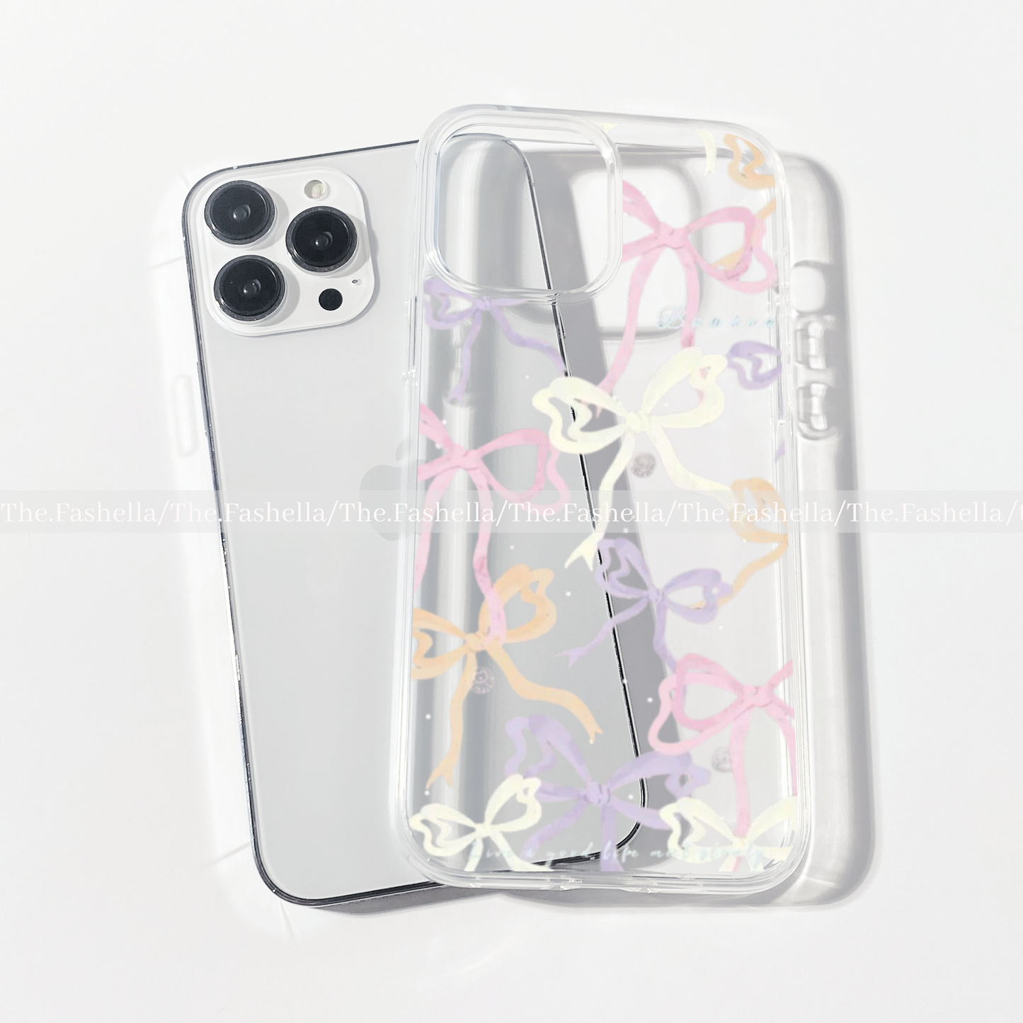 Multicolour aesthetic Bow clear case