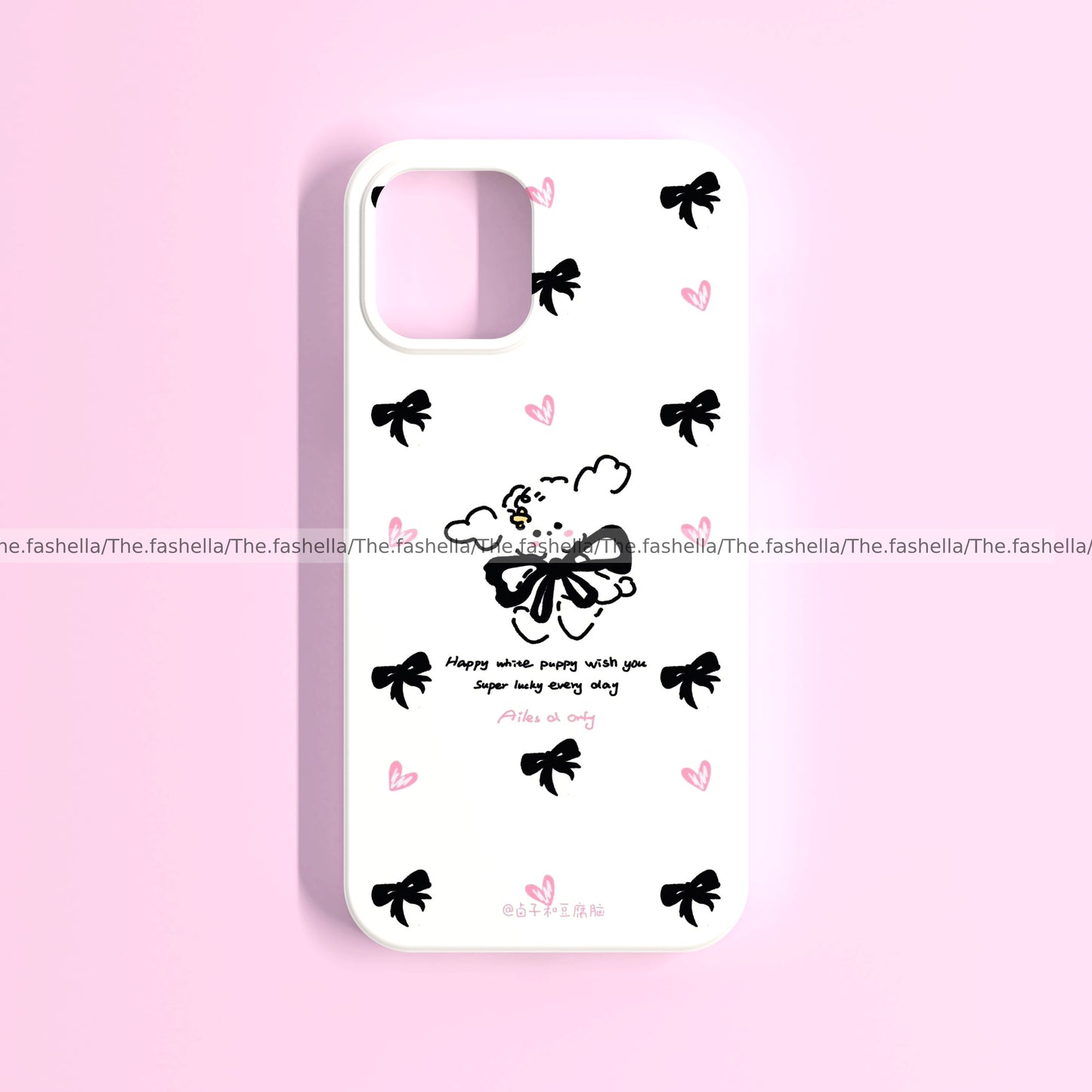 Black bows & bunny pink case