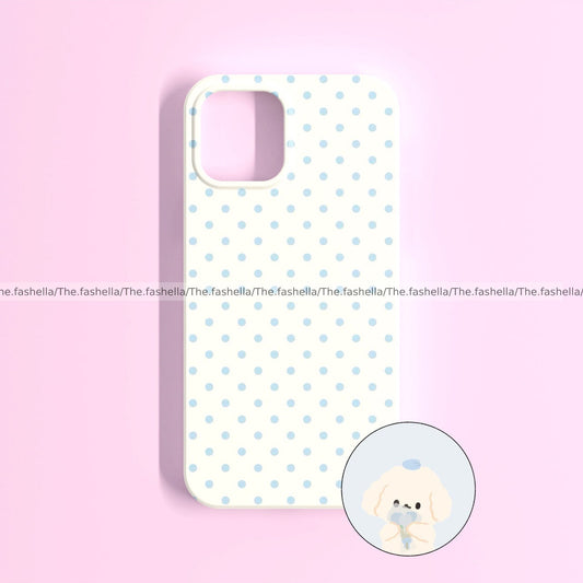 Cute Blue Polka Dots Phone Case With Phone Holder