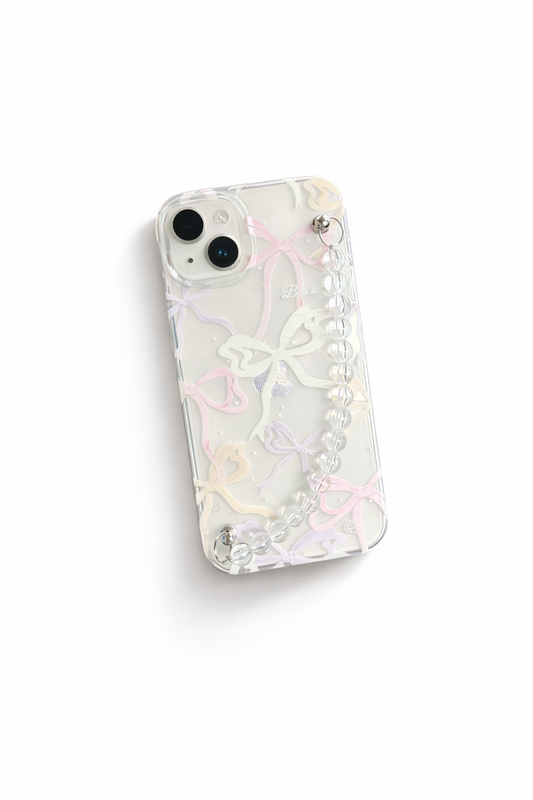 Coquette Bow Pearl Chain Phone Case