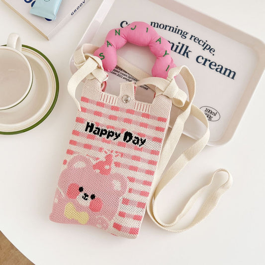 Premium Knitted Mobile Sling Bag teddy