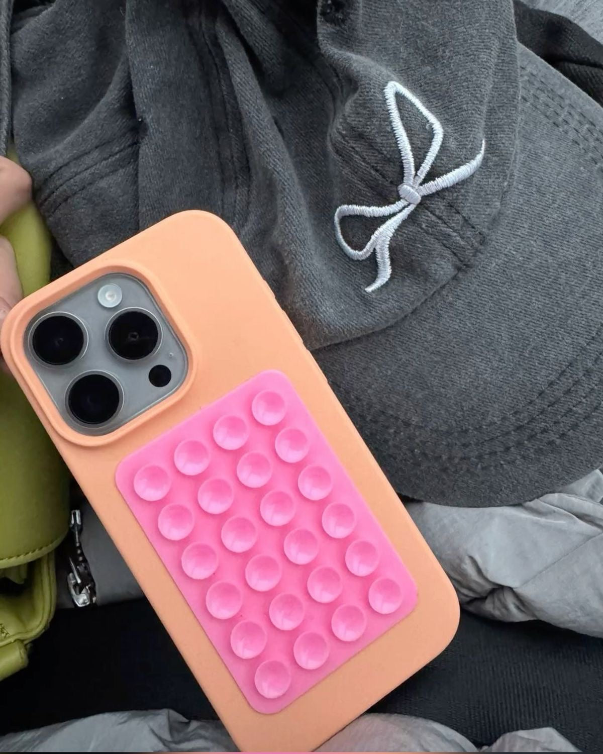 Pink suction phone holder