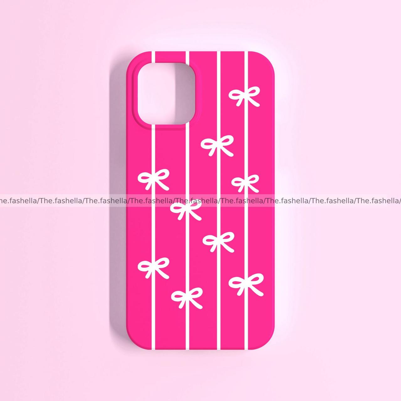 Hot pink case with white bows