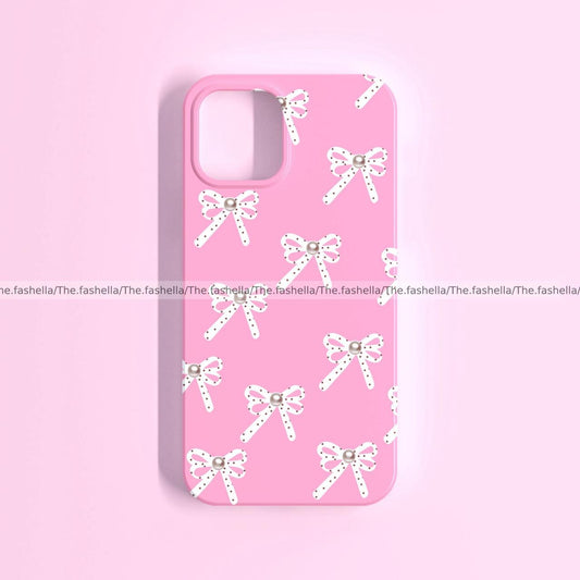 Cute pearl pink bow cute case