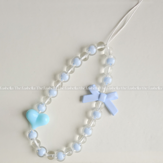 Pretty blue bow & heart charm