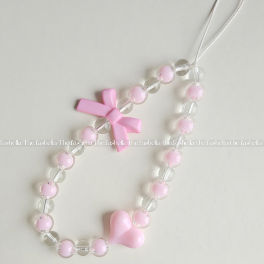 Pretty pink bow & heart charm