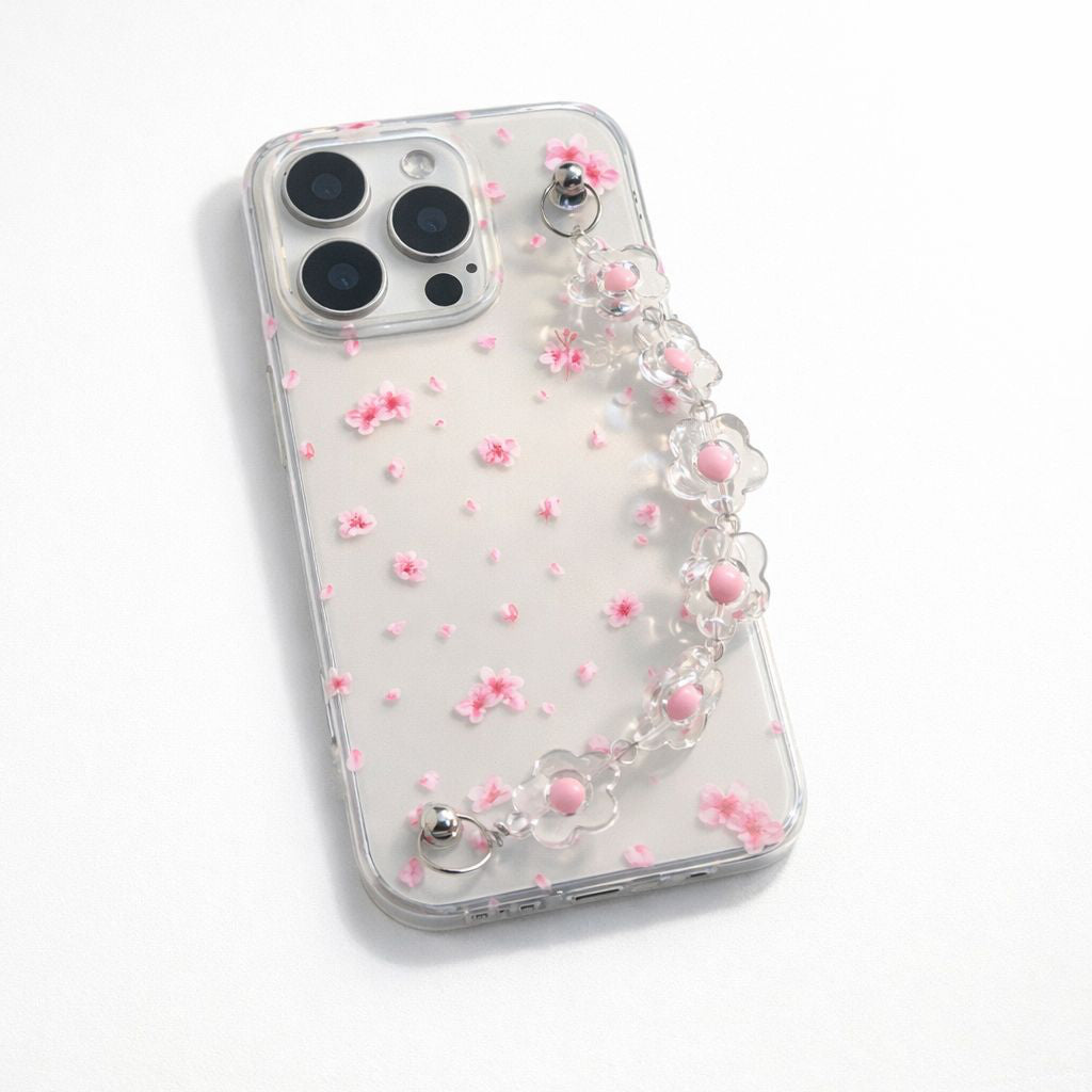 Pretty Pink Flowers With Chain Phone Cover