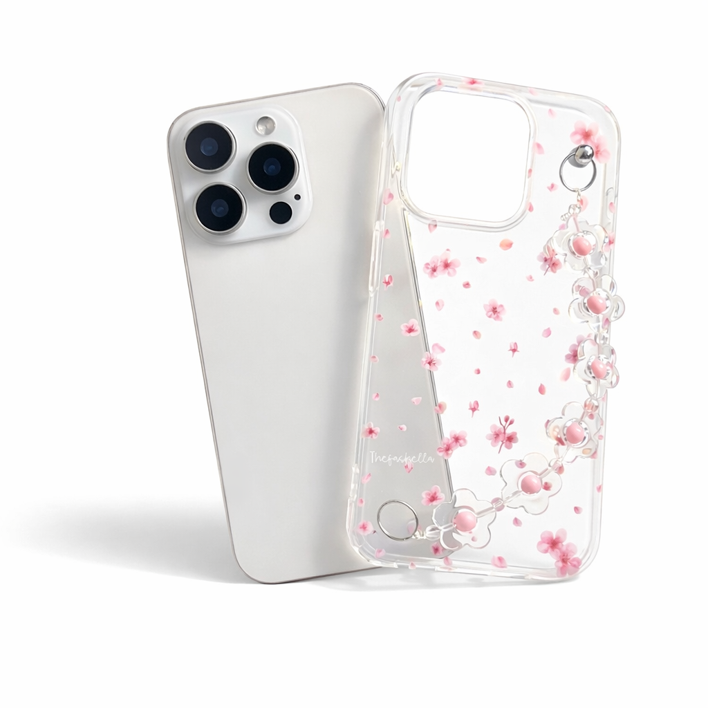 Pretty Pink Flowers With Chain Phone Cover