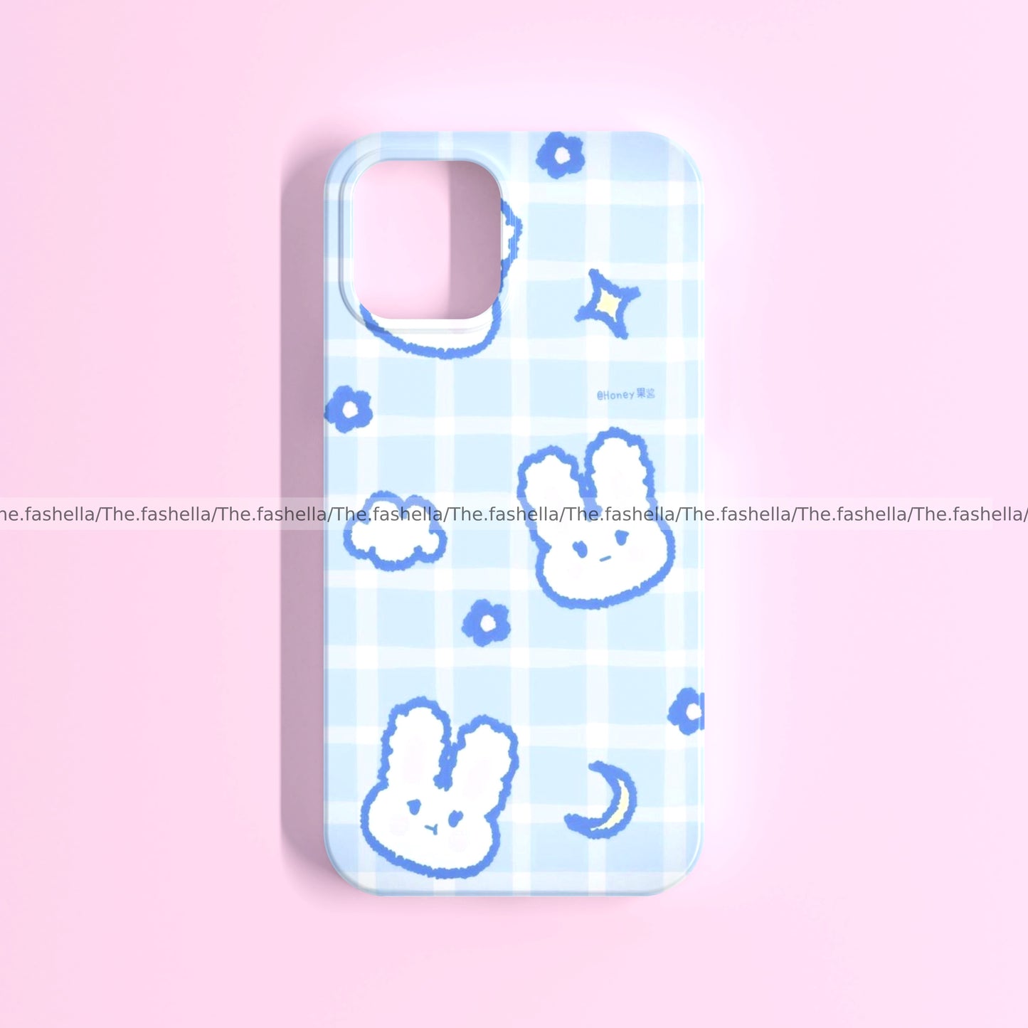 Aesthetic blue bunny with moon and stars phone cover
