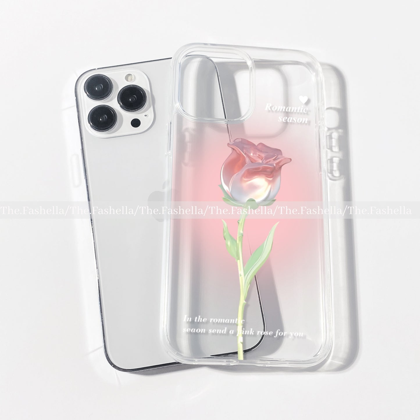 Rose aura pink case with text