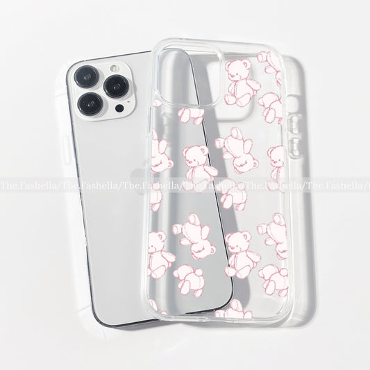 Pretty teddy pink clear case