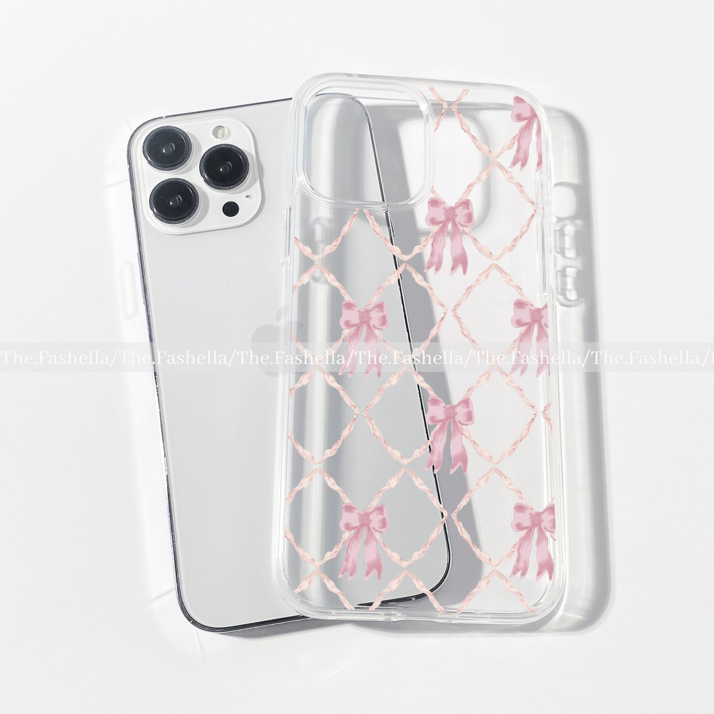 Aesthetic bow lines clear case