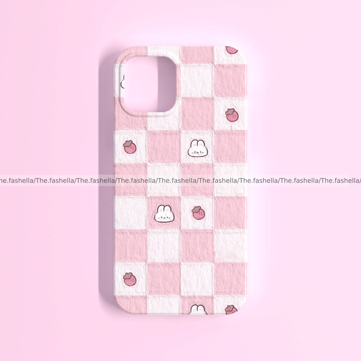 Aesthetic bunny & strawberry pink case