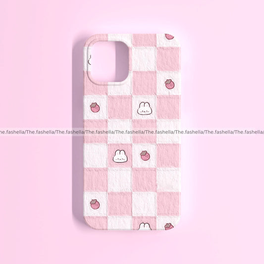 Aesthetic bunny & strawberry pink case