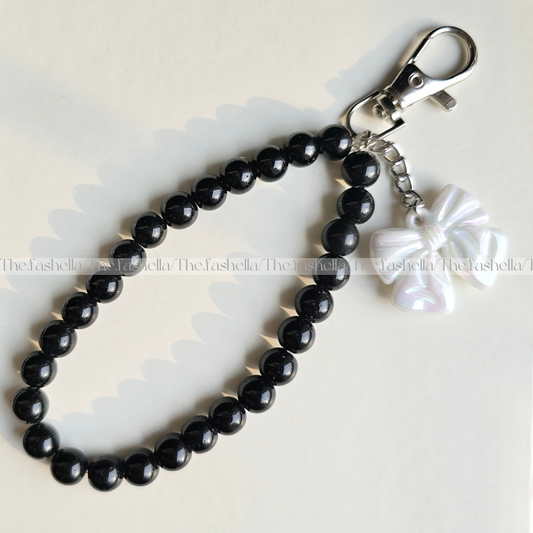 Aesthetic black bead charm with bow