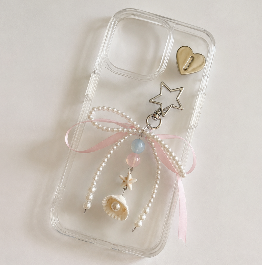 Pearl Cove Bow Charm Phone Case With Hanging Bow Charm